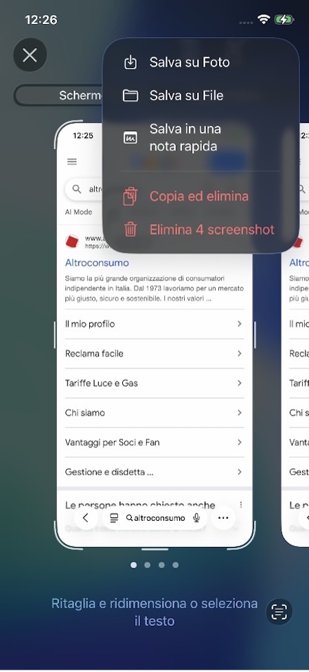 Come fare screenshot salvataggio